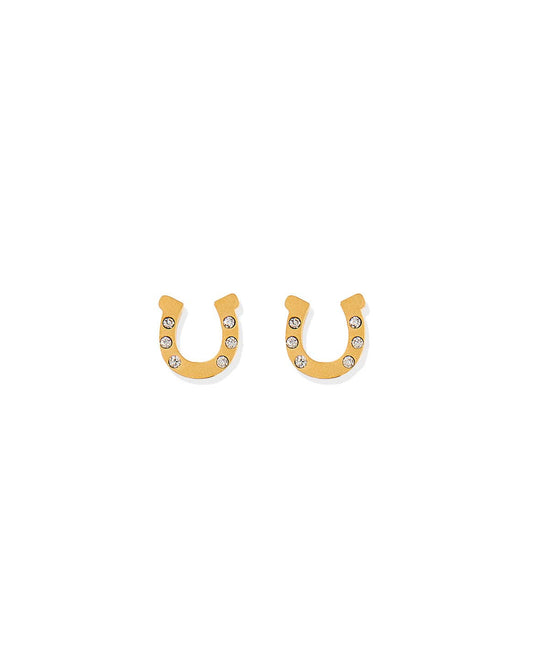 Gold Horseshoe- Screwback Stud Earrings