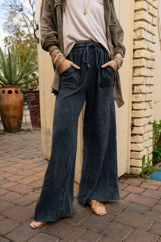 Robin Wide Leg Pant - Navy (S-XL)