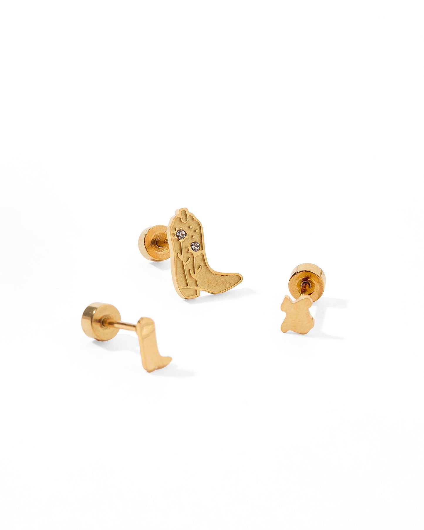 Petite Cowgirl Boot- Screwback Stud Earrings