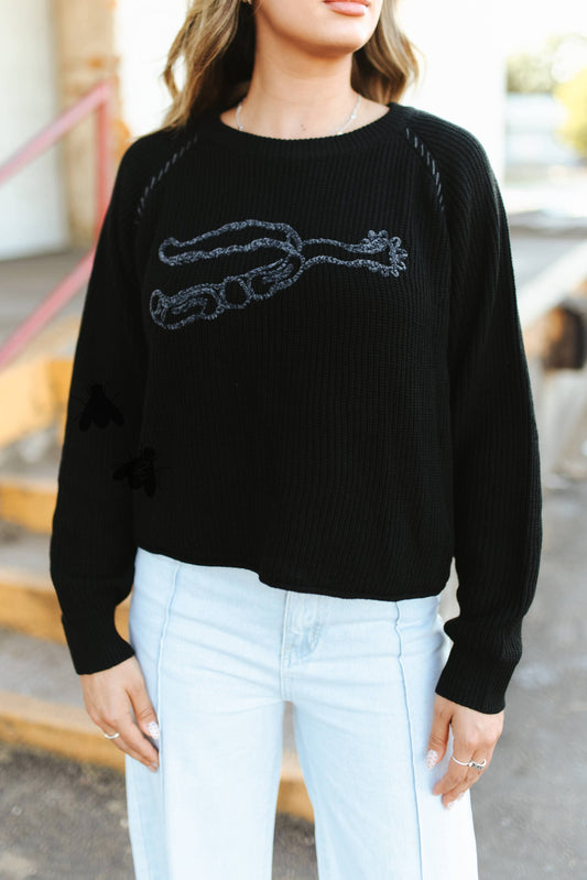 Knit 'Em Cowboy Midnight Knit Sweater (S-2X)