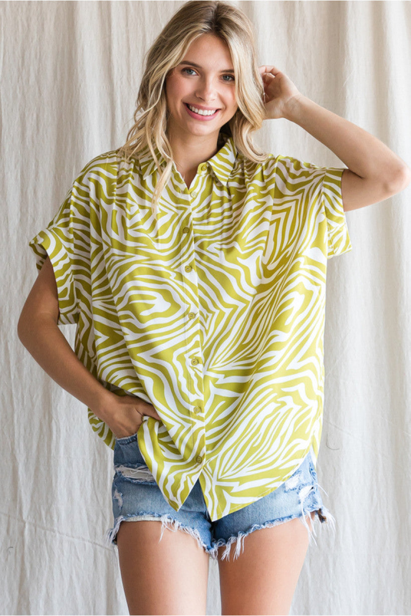 Zesty Zebra Button Up (S-3XL)