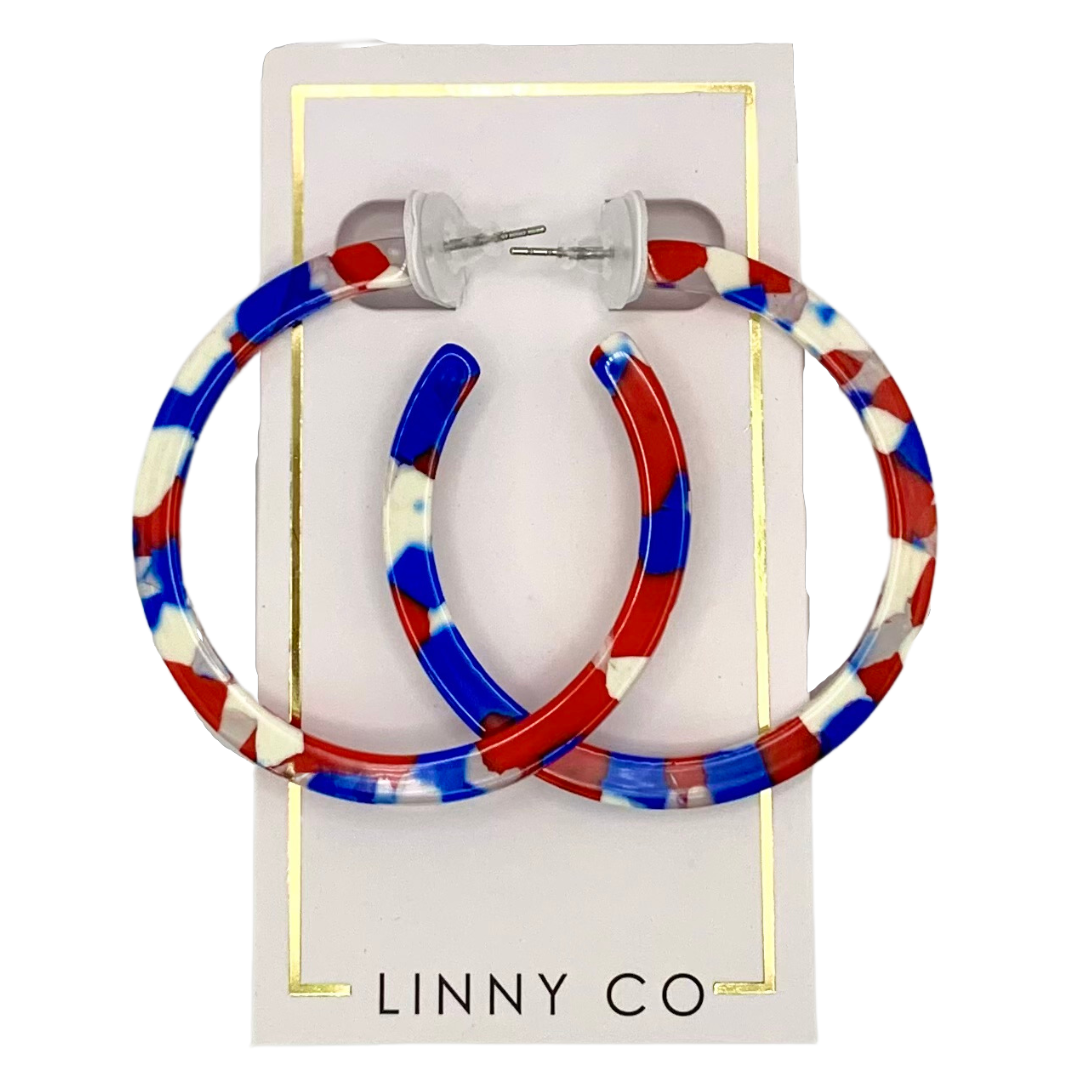 Red, White and Blue Holly- Medium Hoop