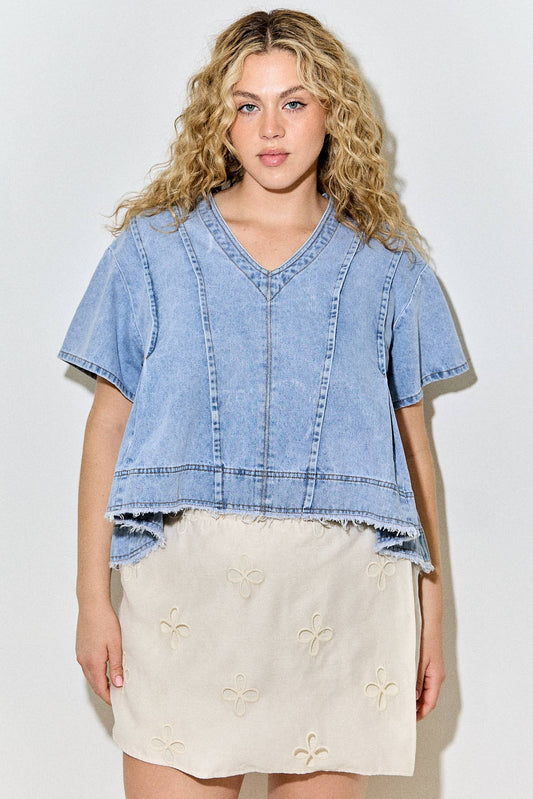 Denim Top- Black (S-3XL)