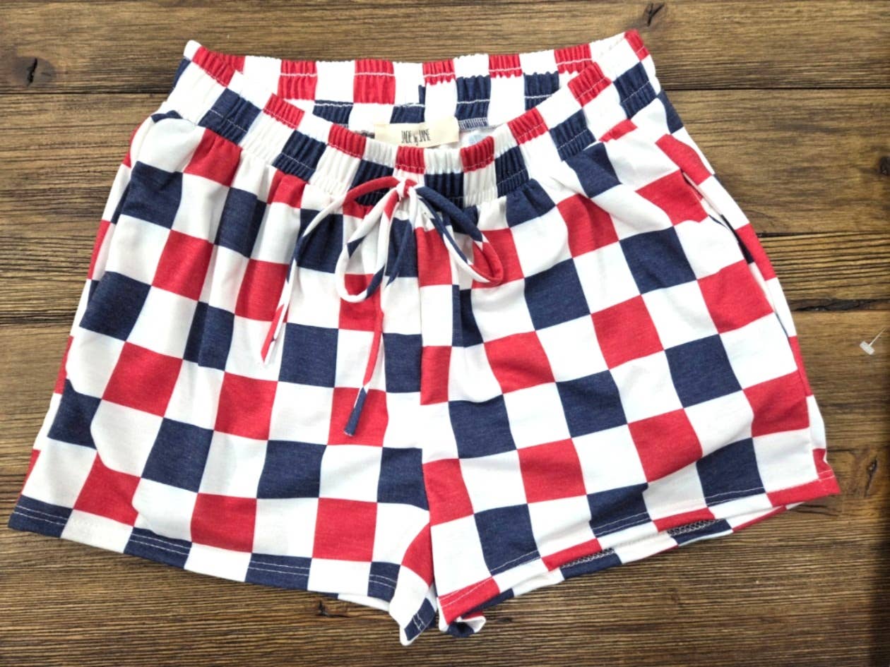 Checkered Shorts- Navy and Red (1XL-3XL)