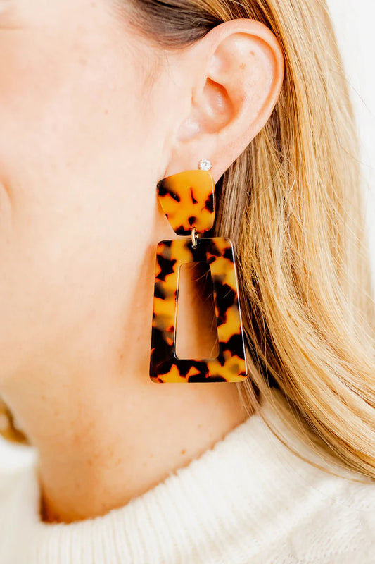Brown Tortoise- Kennedy Statement Earrings