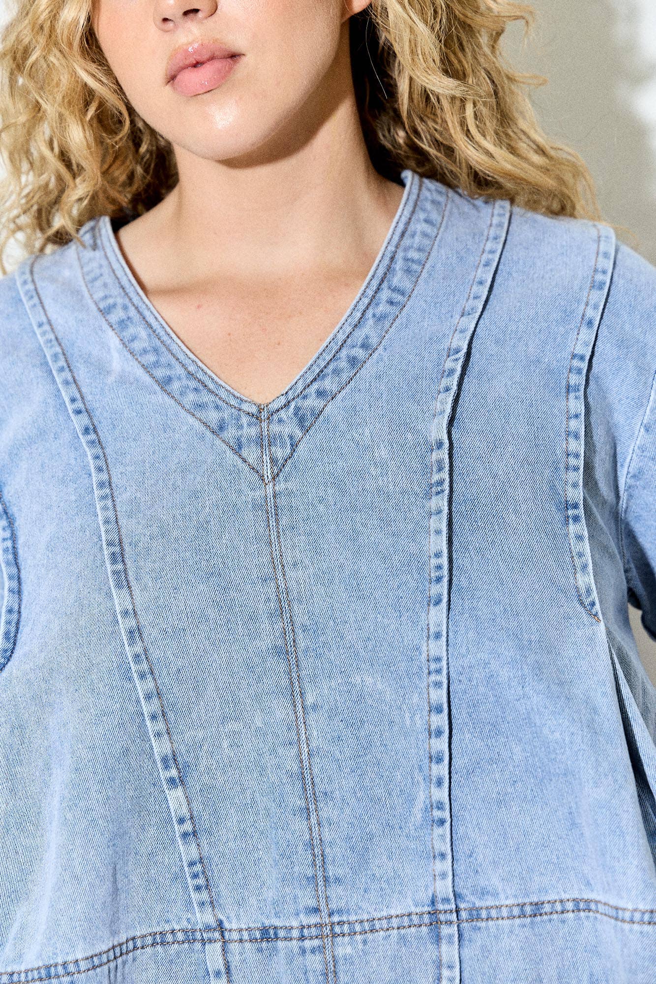 Denim Top- Light Denim (S-3XL)