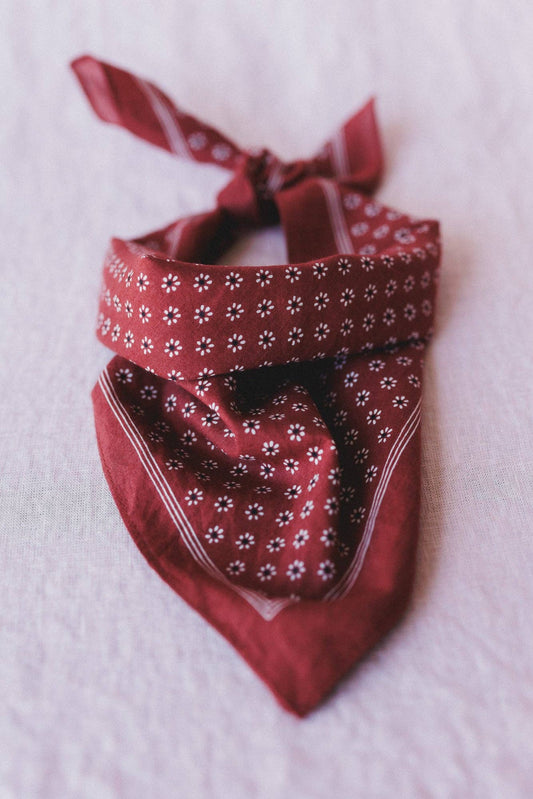Rylee Flower Field Bandana Scarf - Rust