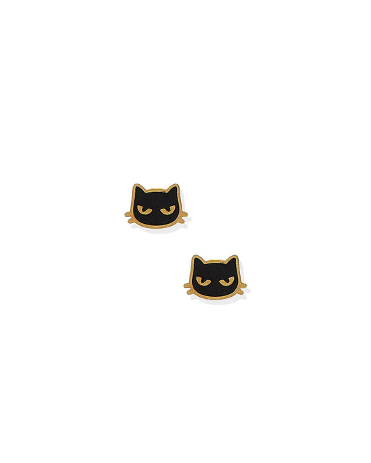Black Cat- Screwback Stud Earrings