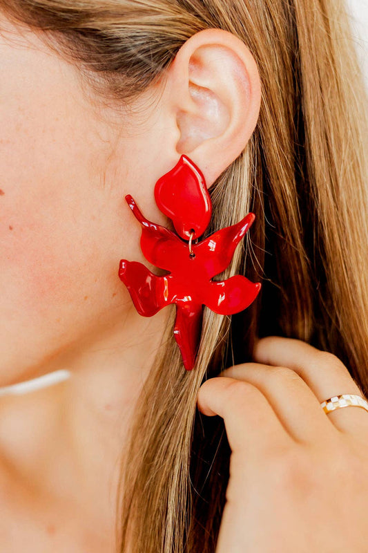 Crimson- Flora Statement Earrings