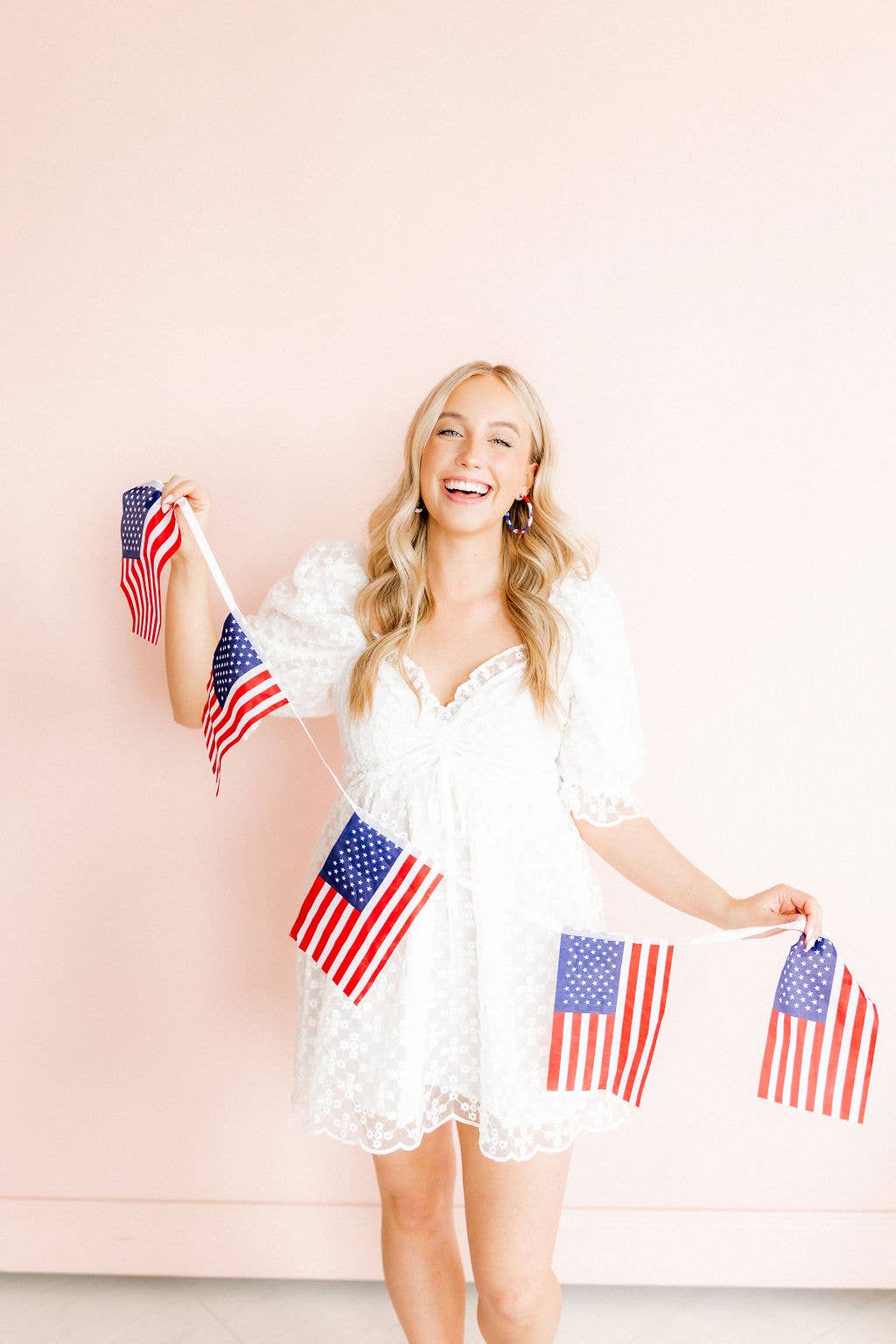Red, White and Blue Holly- Medium Hoop
