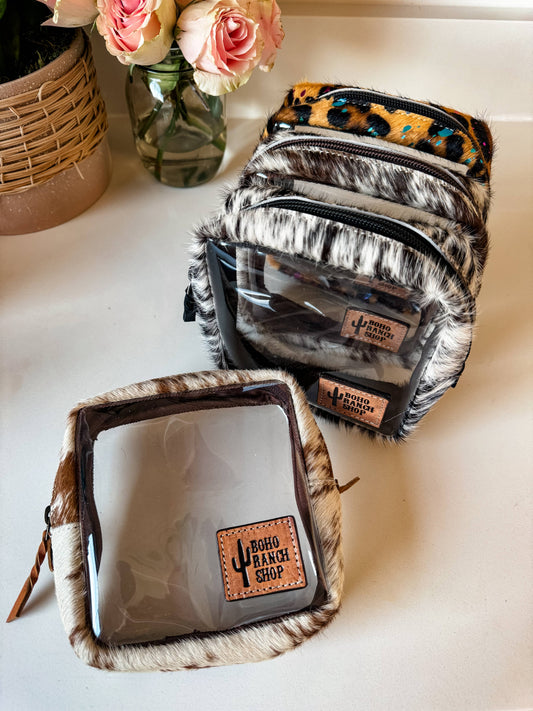 Cowhide Cosmetic Clear Case