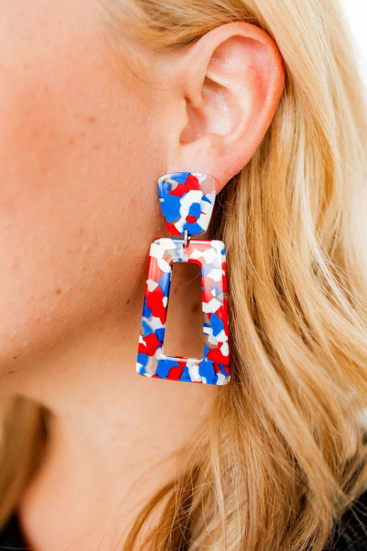 Red, White, and Blue Confetti- Kennedy Earrings