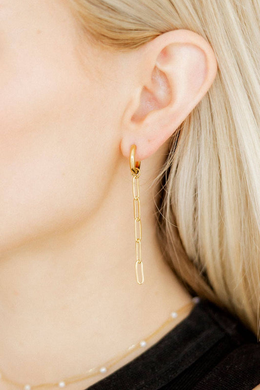 Palmer Paperclip Huggie Charm Earrings