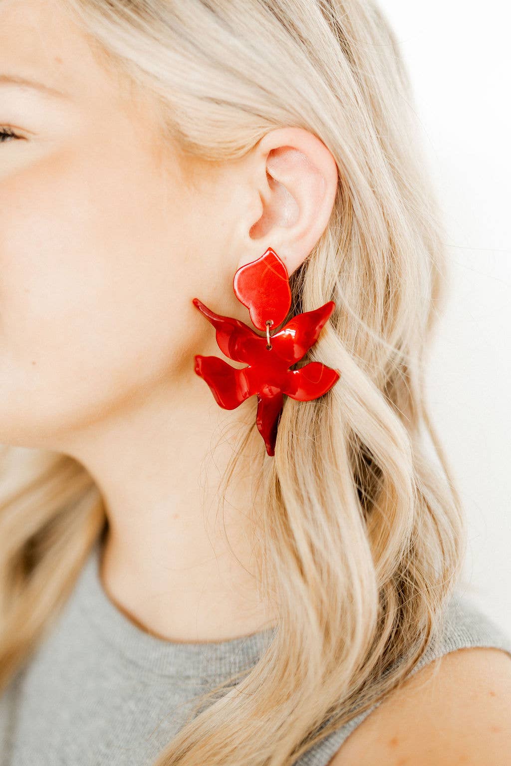 Crimson- Flora Statement Earrings