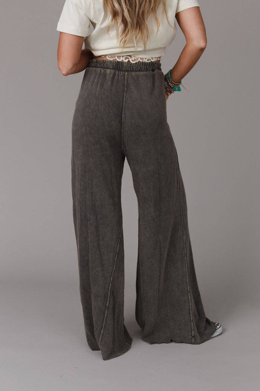 Robin Wide Leg Pant - Charcoal (S-XL)