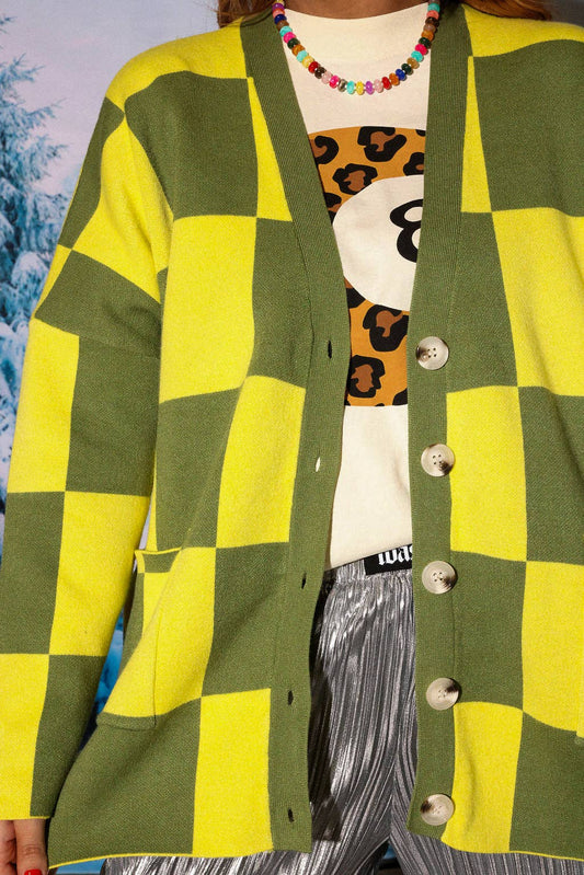 Checkmate Green Oversized Cardigan (S-3XL)