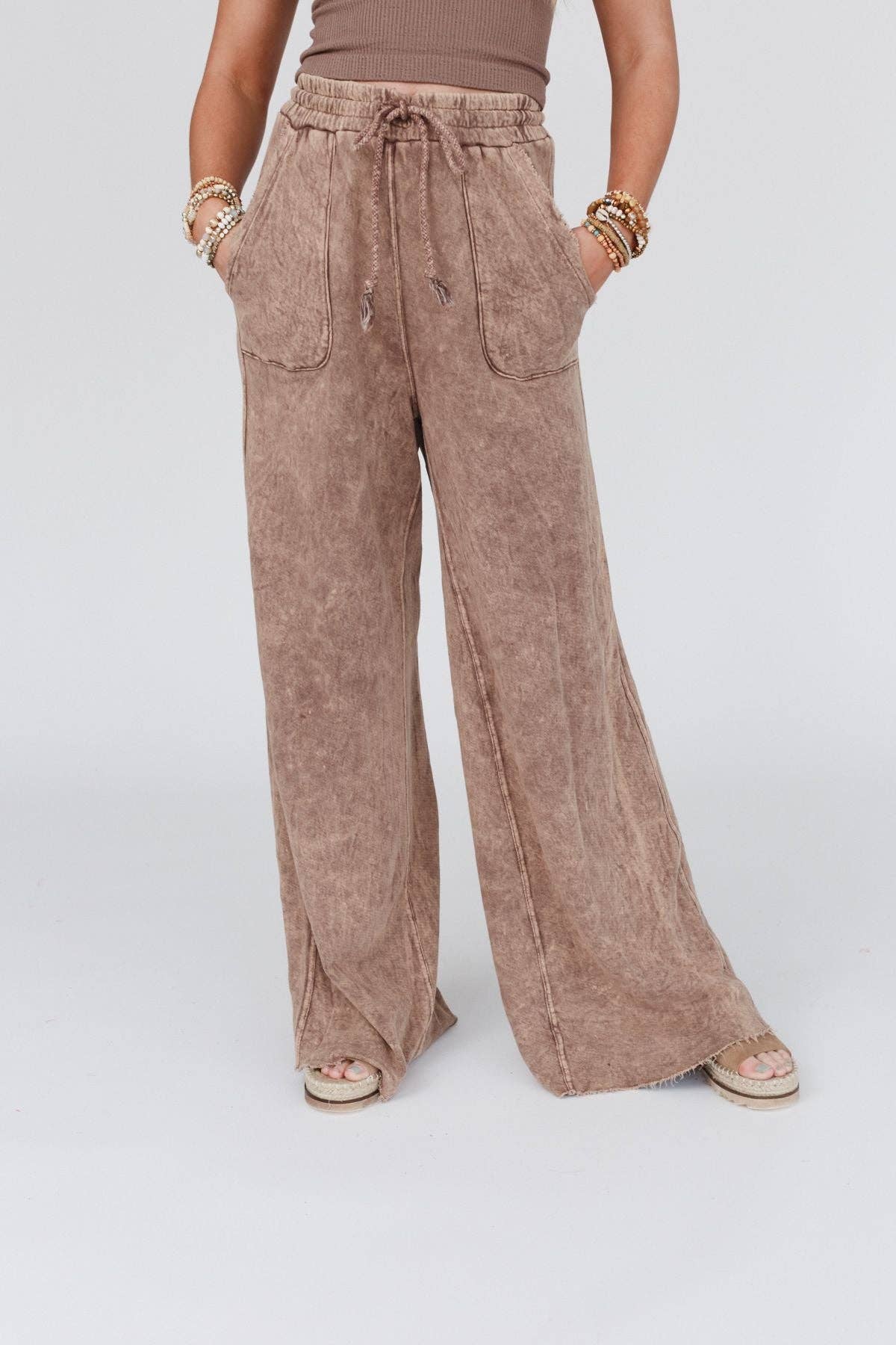 Robin Wide Leg Pant - Mocha (S-XL)