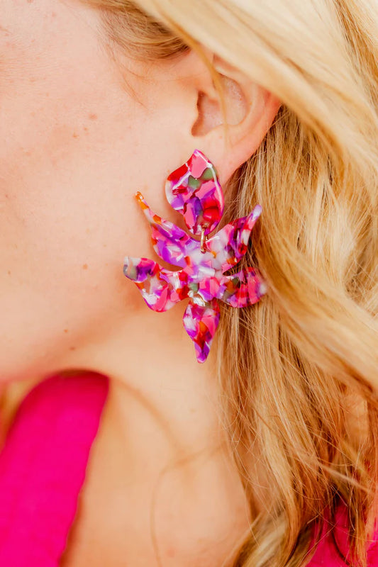 Pink Multi- Flora Statement Earrings