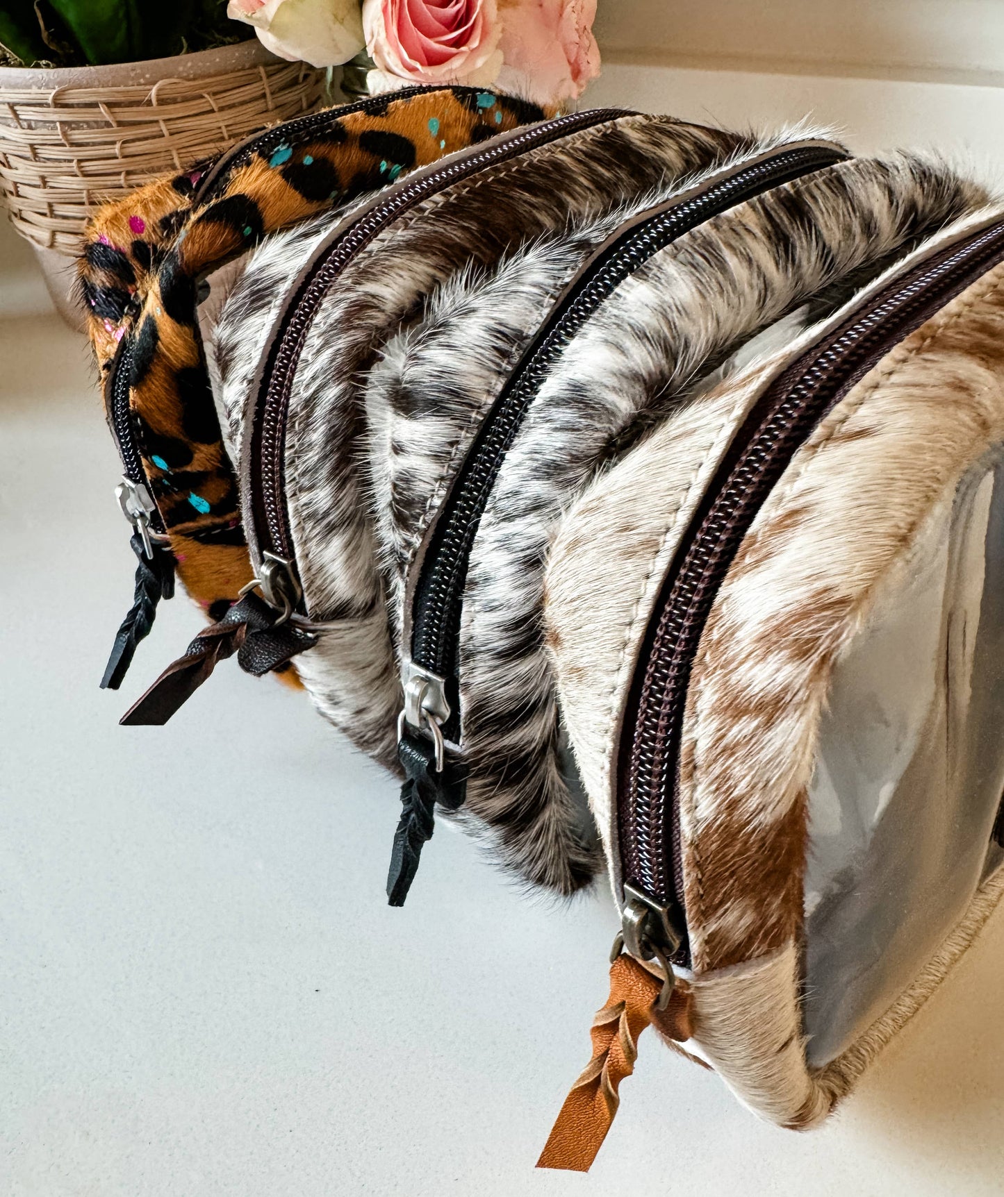 Cowhide Cosmetic Clear Case