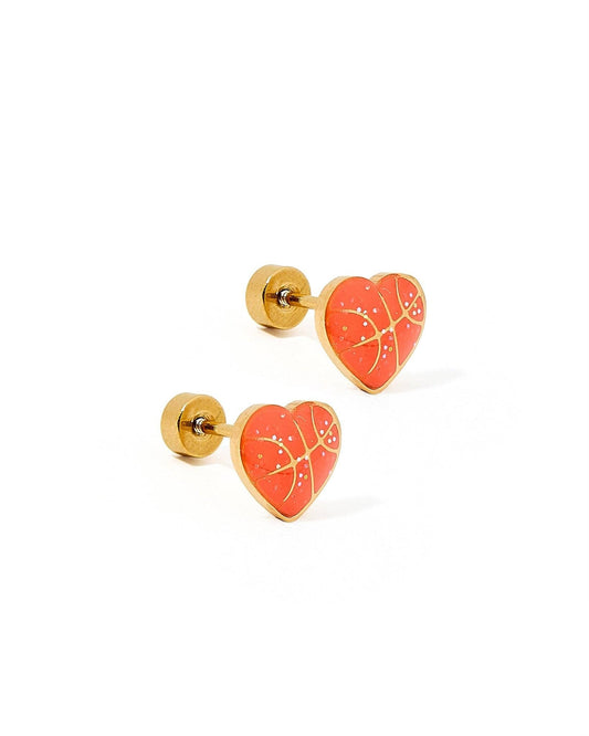Basketball- Screwback Stud Earrings