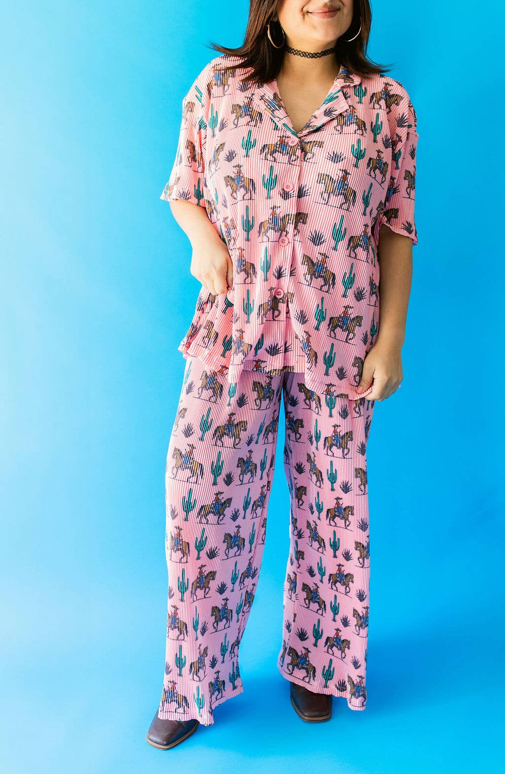 Rebel Rose Plisse Pant Set (XS-3XL)