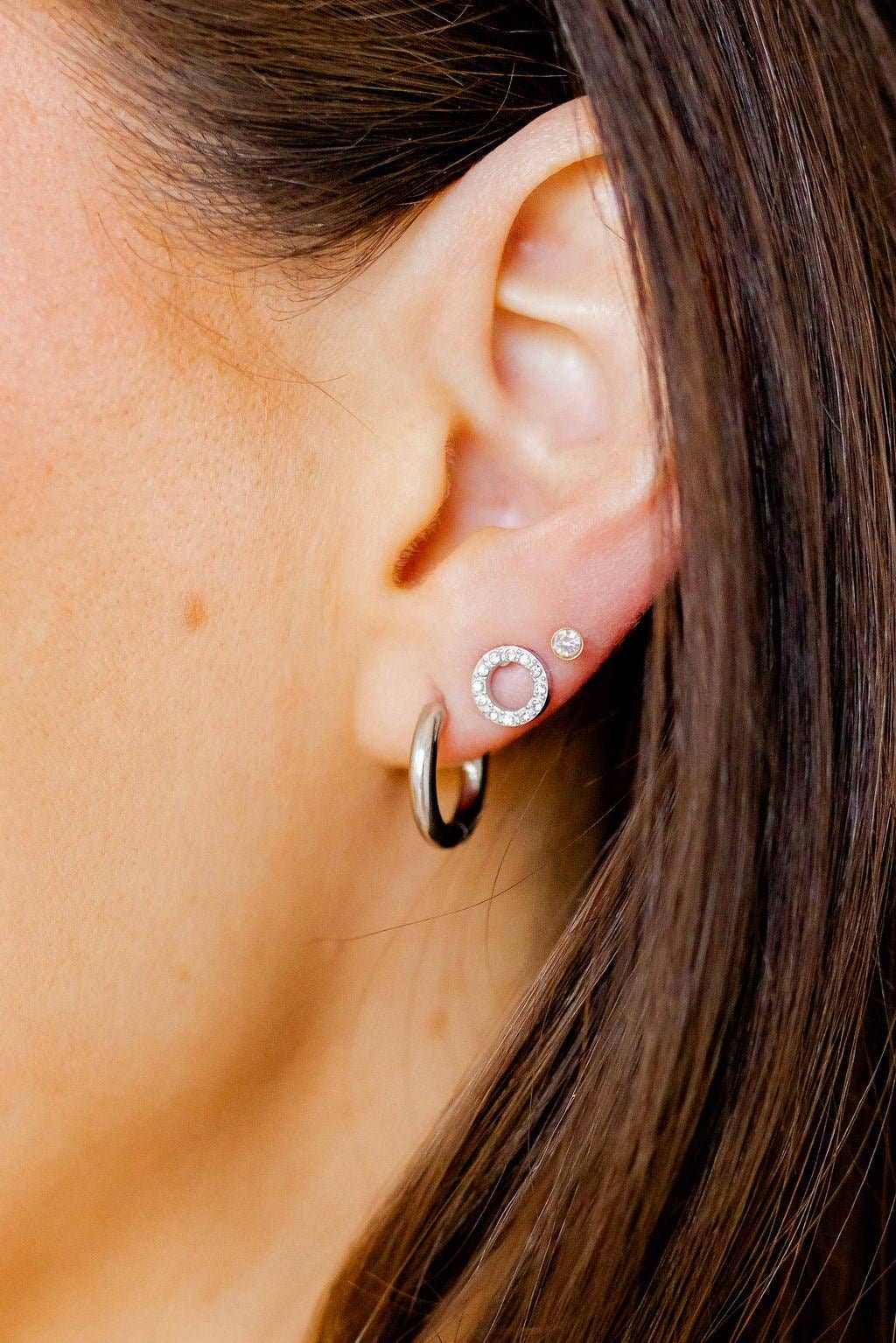 Silver Scarlett Hoop- Huggie Earrings (10mm)