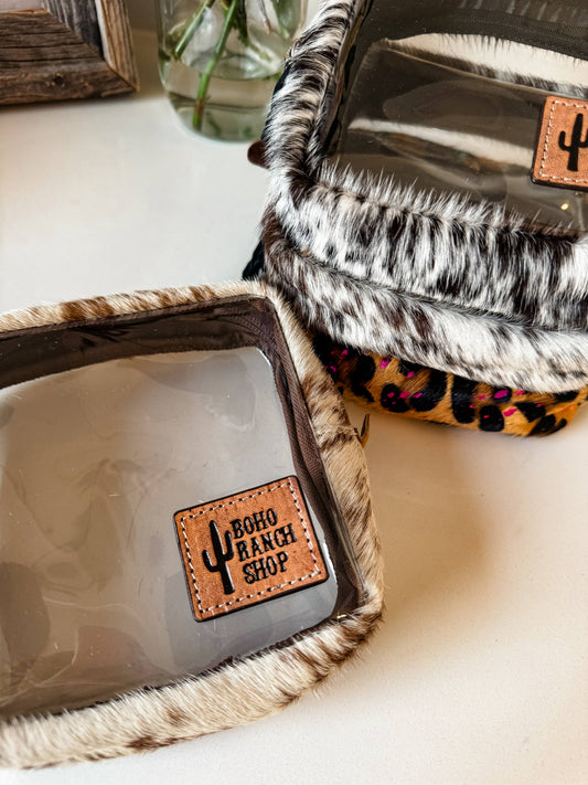 Cowhide Cosmetic Clear Case