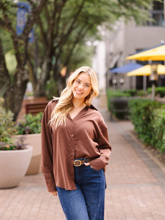 The Kathryn Button-Up, Brown (S-3XL)