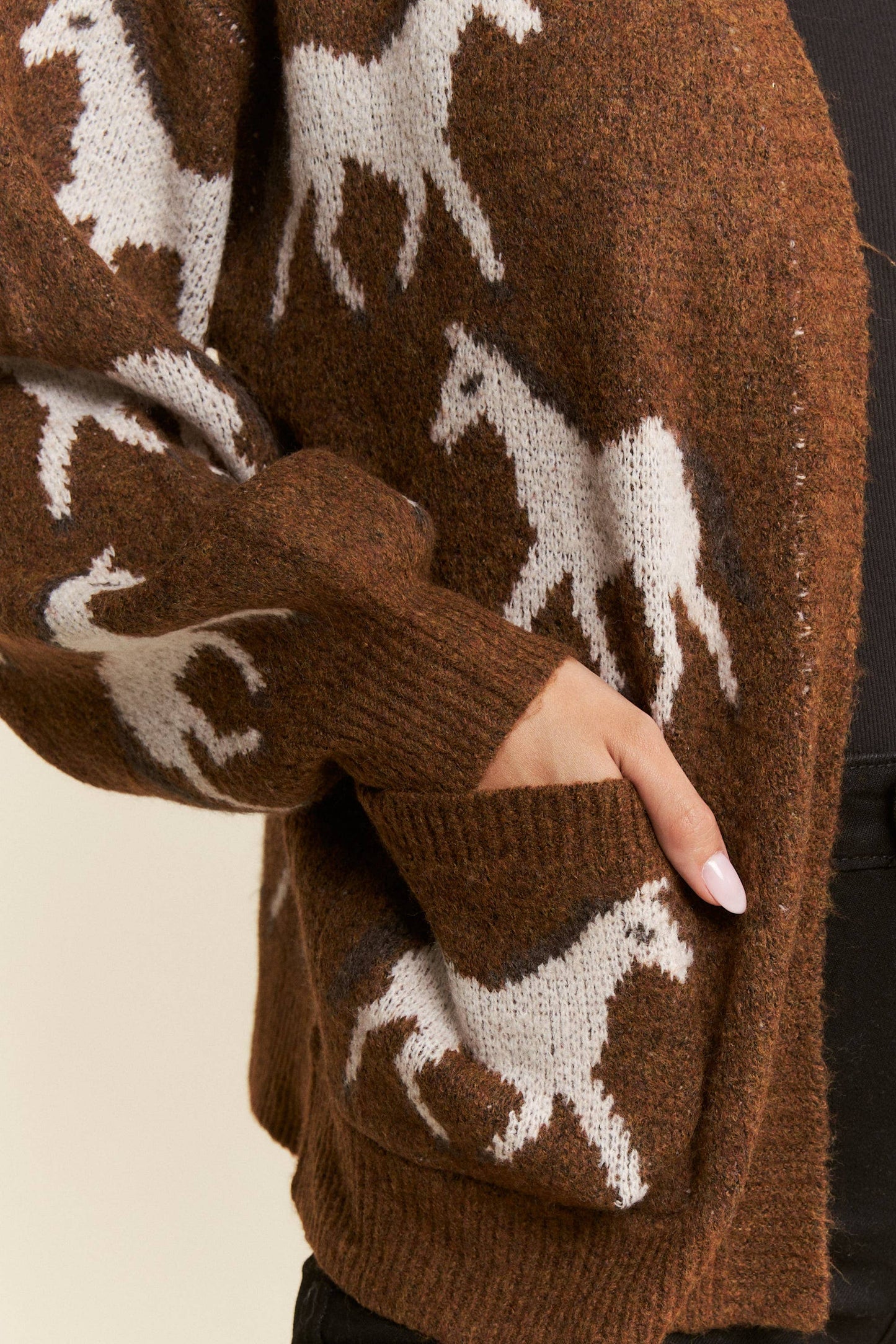 Two Tone White Horse Cardigan (S-2XL)