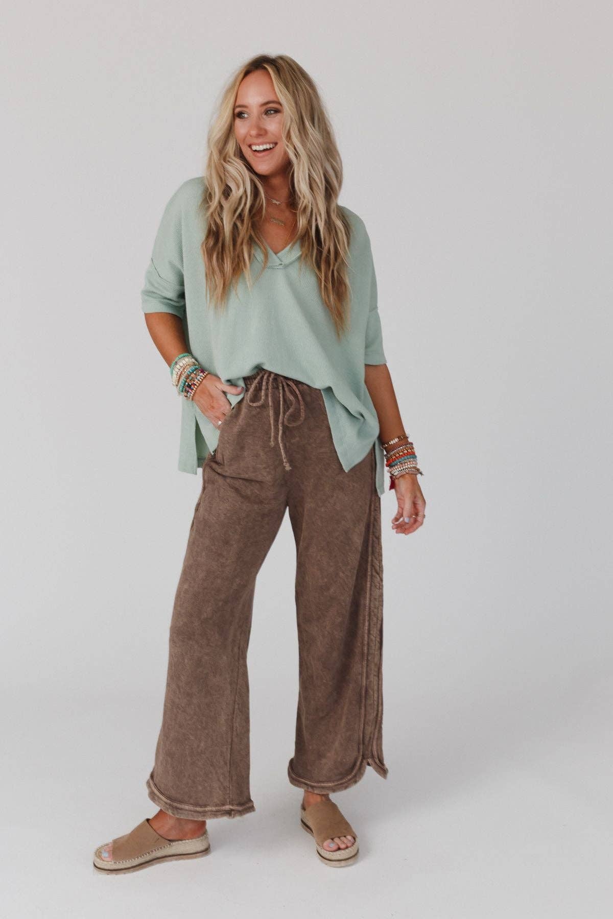 So Comfy Wide Leg Full Pant - Mocha (S-XL)