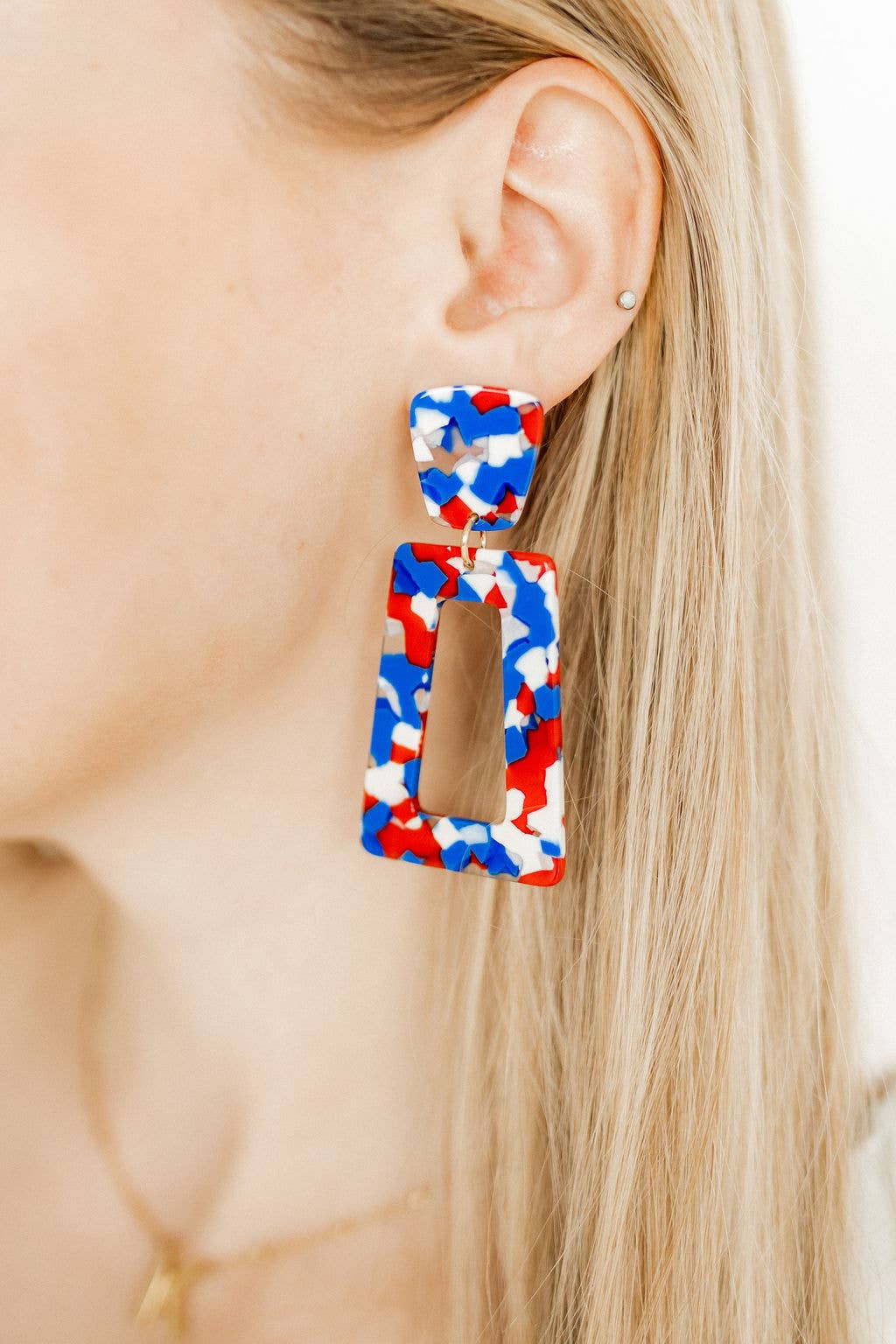 Red, White, and Blue Confetti- Kennedy Earrings