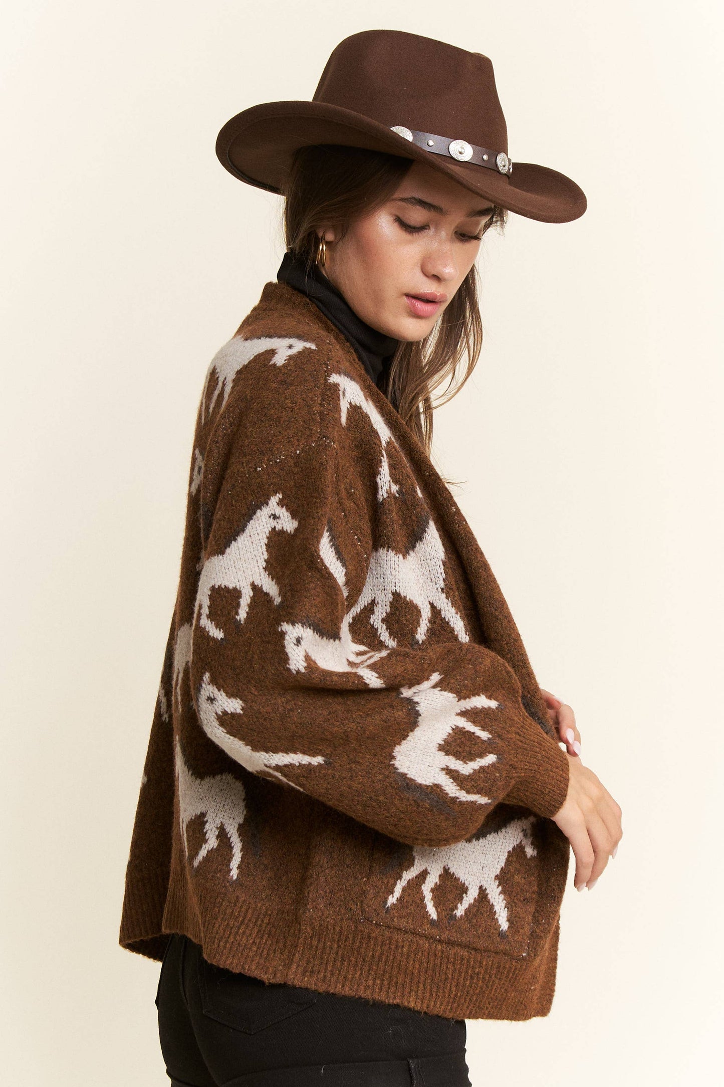 Two Tone White Horse Cardigan (S-2XL)