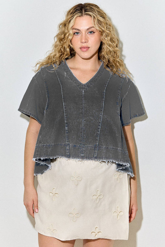 Denim Top- Black (S-3XL)
