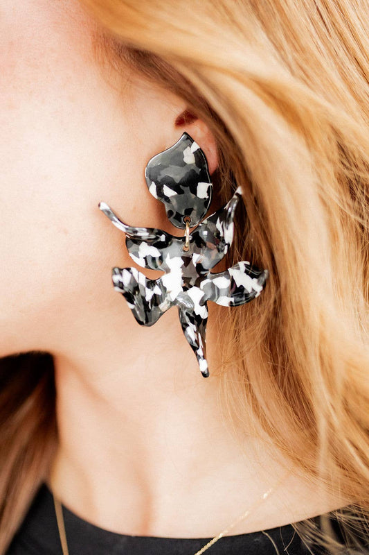 Black & White- Flora Statement Earrings