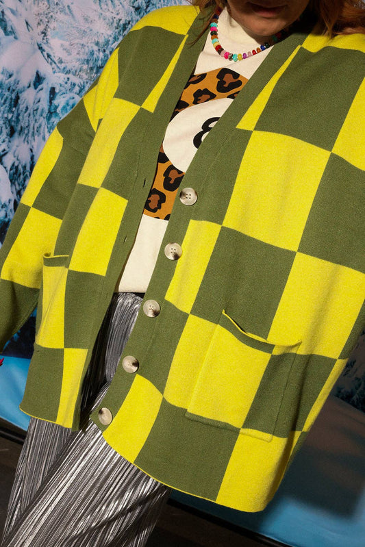 Checkmate Green Oversized Cardigan (S-3XL)