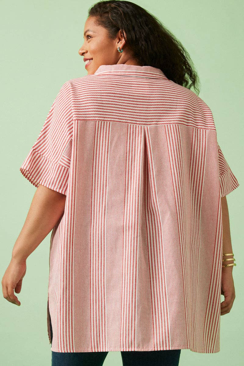 Red Stripe Oversized Button Up (S-3XL)