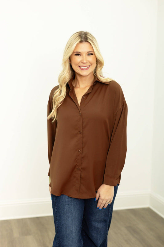 The Kathryn Button-Up, Brown (S-3XL)