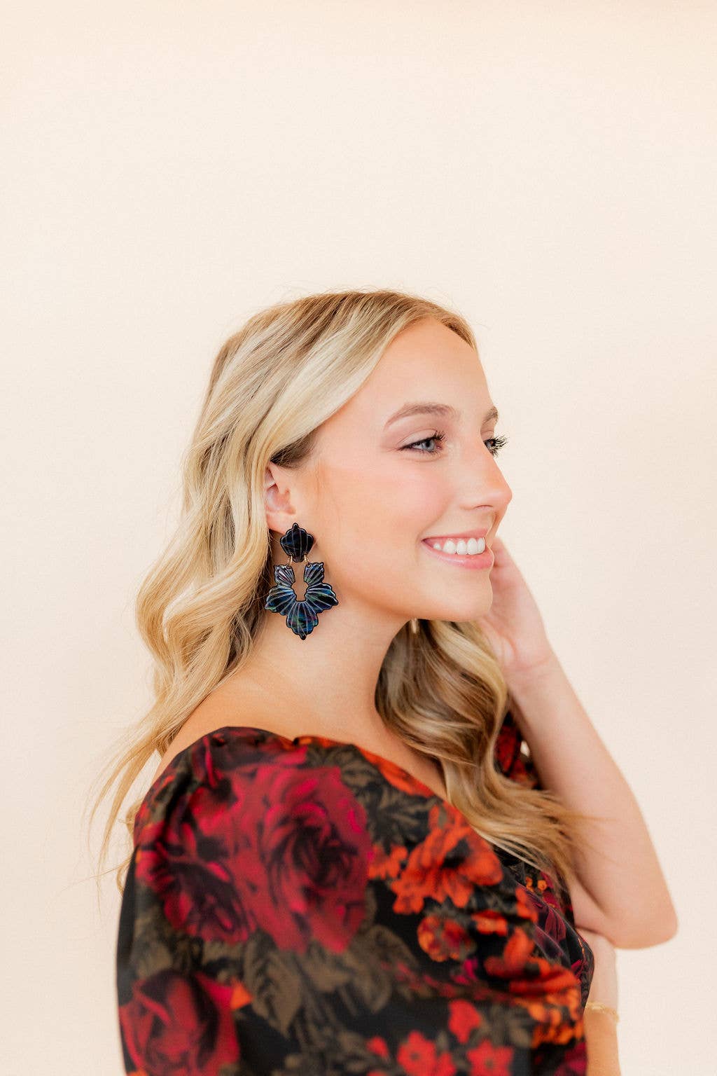 Black Iridescent- Michelle Statement Earrings