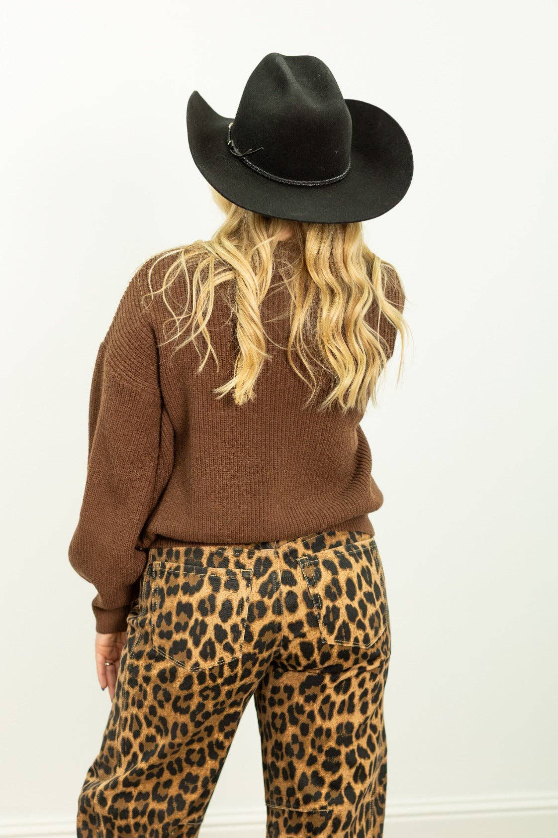 Brown Cropped Cardigan Sweater (S-3XL)