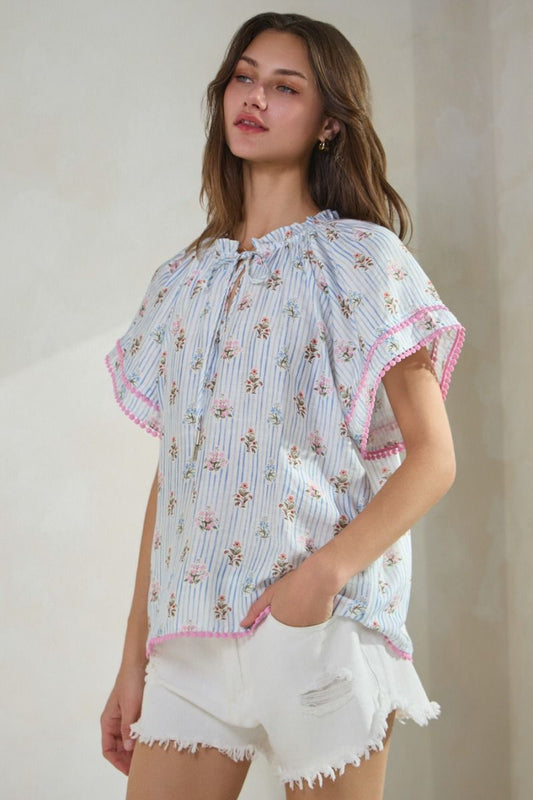 Blue Stripe Top- Oddi (1XL-3XL)