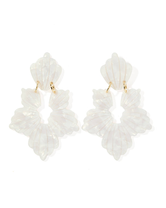Pearl White- Michelle Statement Earrings