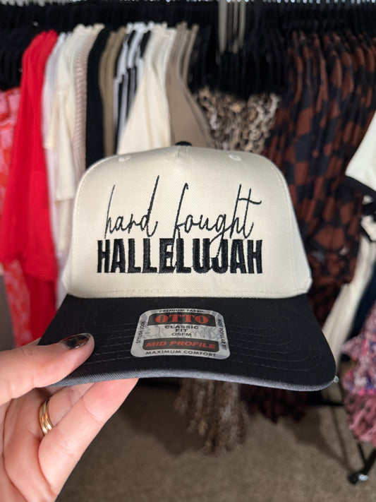 Hard Fought Hallelujah Hat- black and white