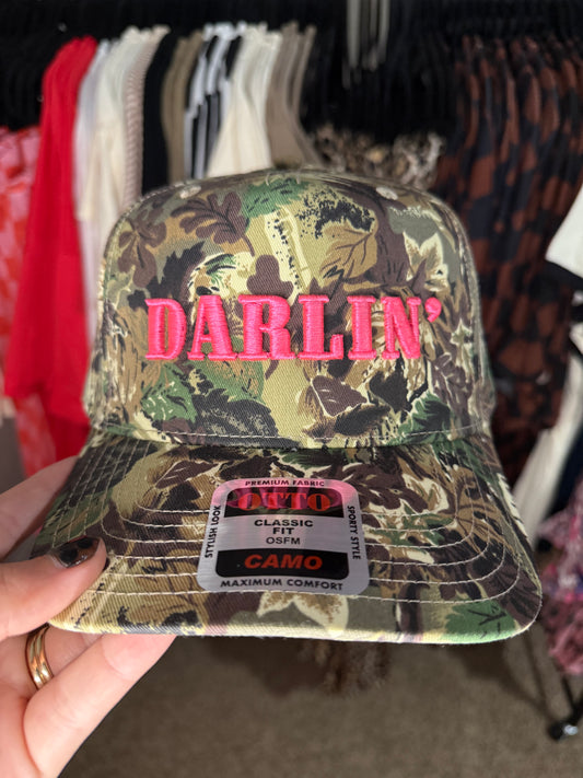 Darlin' Hat- camo with pink