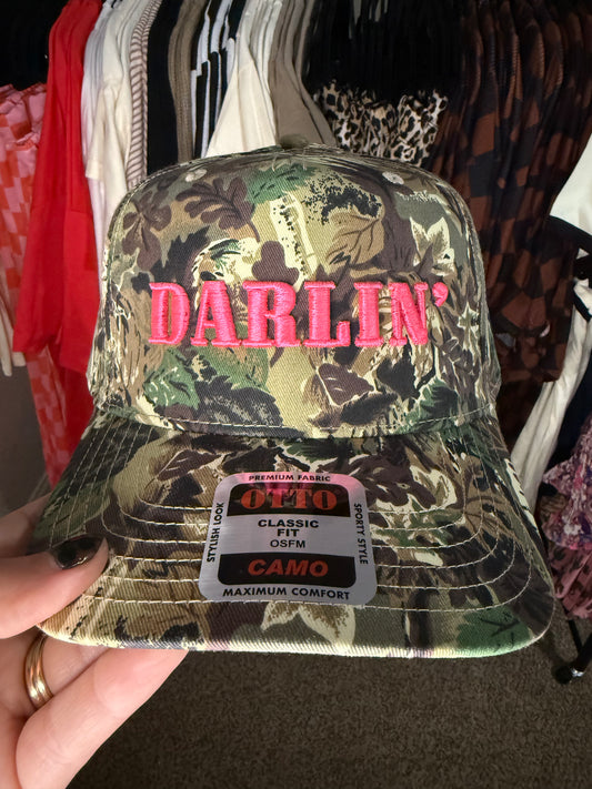 Darlin' Hat- camo with pink