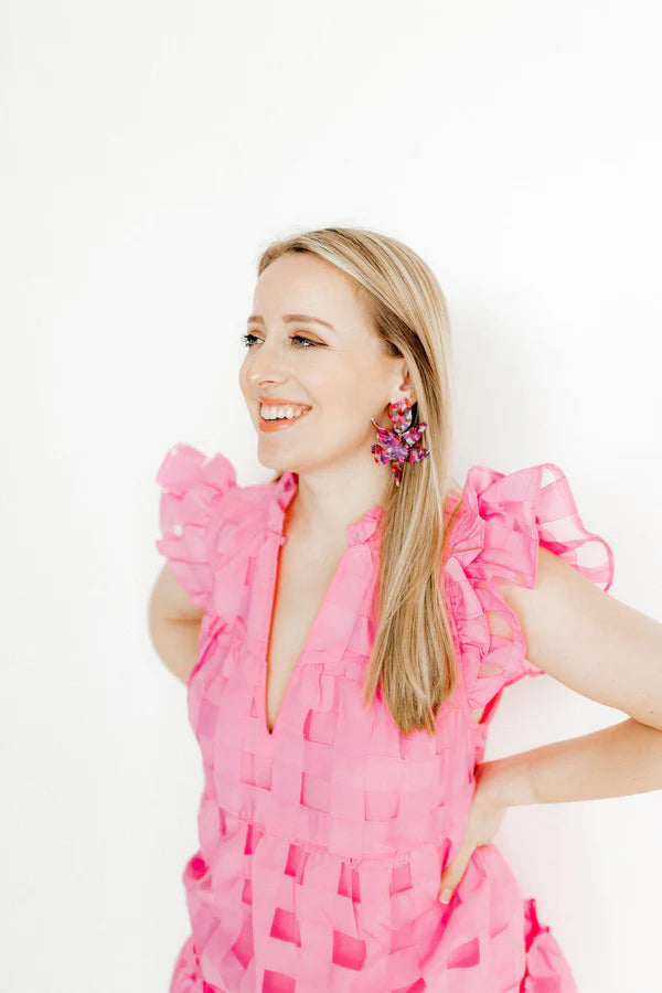Pink Multi- Flora Statement Earrings