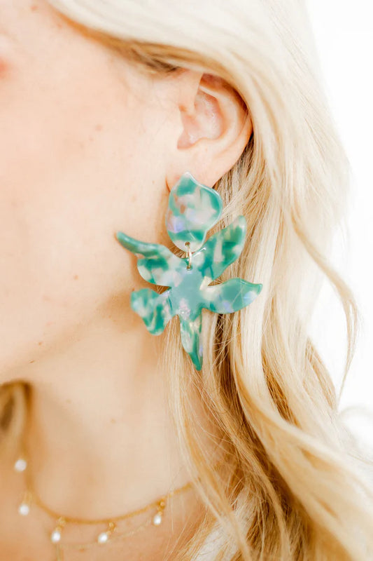 Alpine Green- Flora Statement Earrings