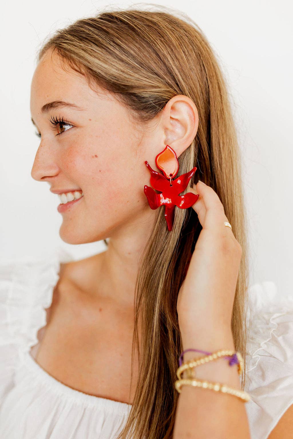 Crimson- Flora Statement Earrings