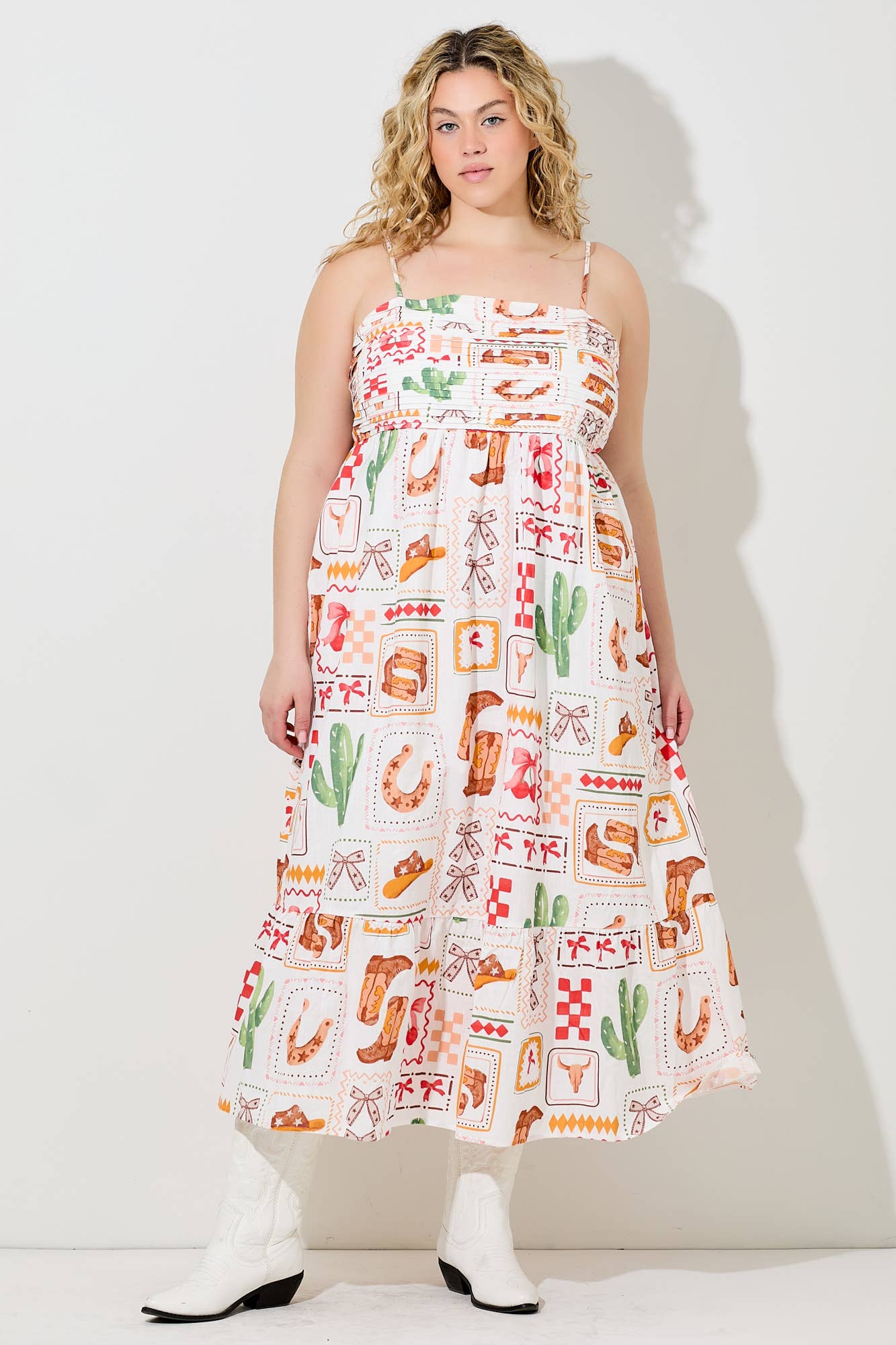 Western Print Maxi Dress (S-3X)