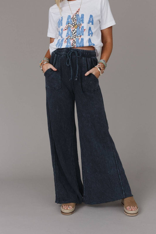 Robin Wide Leg Pant - Navy (S-XL)
