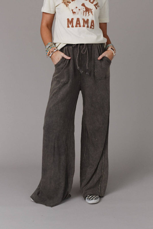 Robin Wide Leg Pant - Charcoal (S-XL)